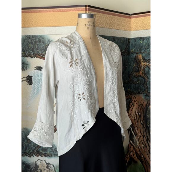Antique Edwardian Cotton & Lace Top Early 1900s - Picture 1 of 5